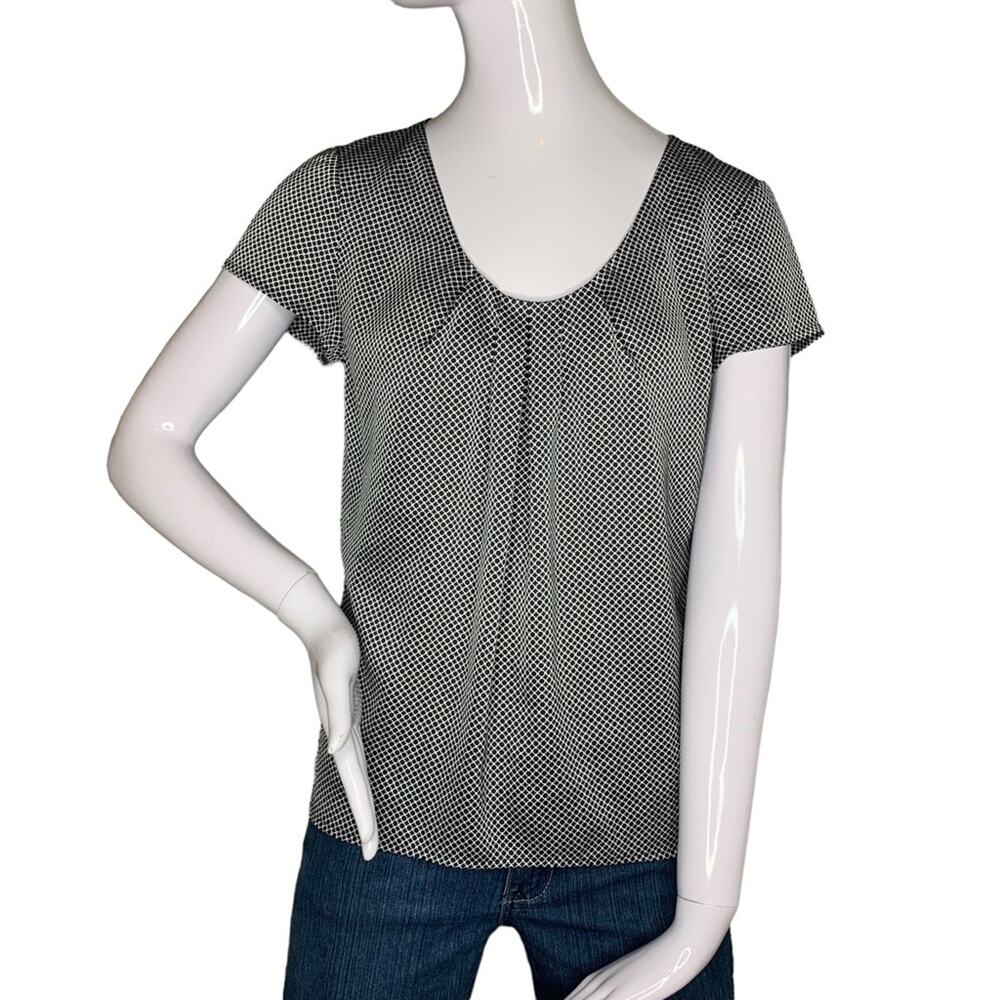Ann Taylor Women Top Short Sleeve Black and White Size XS